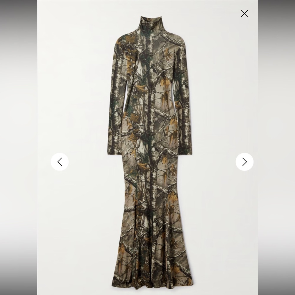 Norma Kamali Camouflage Long Sleeve Maxi Dress XL *BRAND NEW* - Picture 4 of 9